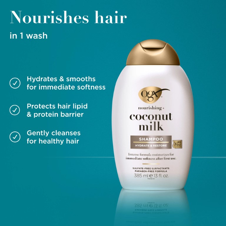 شامپو بدون سولفات شیر نارگیل او جی ایکس Ogx Coconut Milk Shampoo - Image 3
