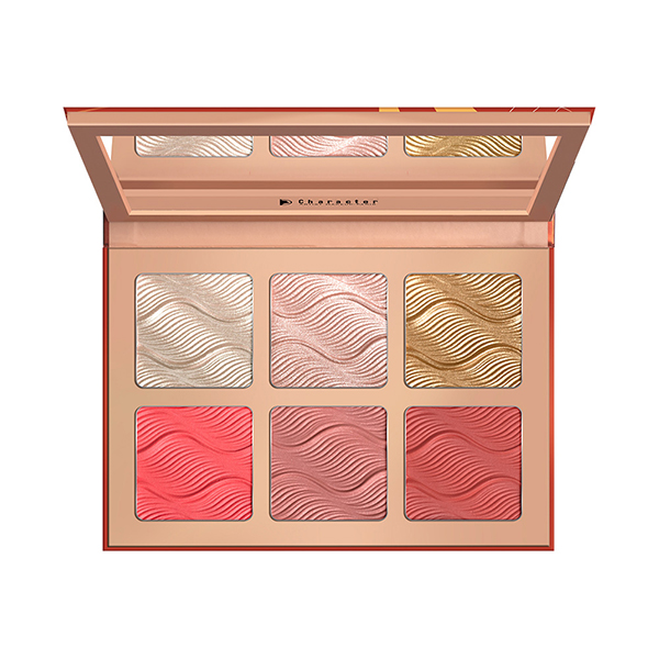 پالت رژگونه و هایلایتر 6 رنگ کارکتر Character Glow & Blush Palette Sweet Peach 001