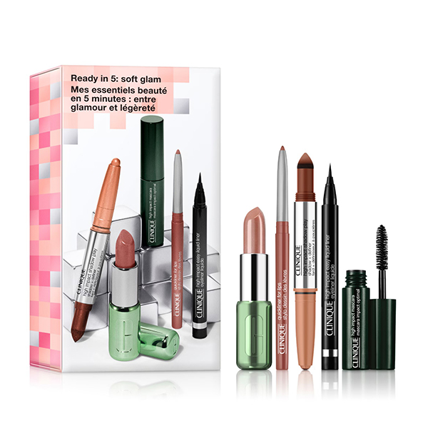 پک آرایشی 5 تکه آرایش چشم و لب کلینیک Clinique Ready In 5 Soft Glam Pack