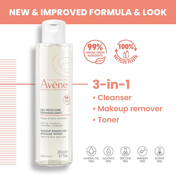 میسلار واتر پوست حساس اون Avene Makeup Removing Micellar Water 200Ml - Image 4
