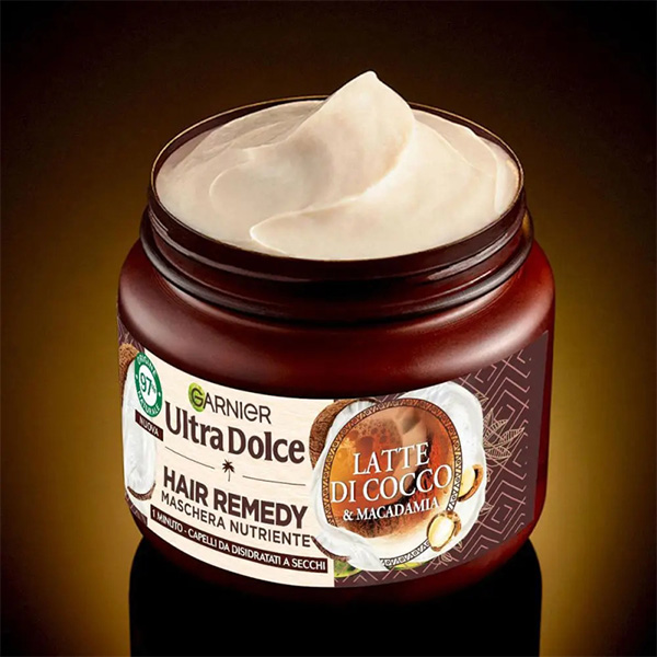 ماسک مو تغذیه کننده شیر نارگیل و ماکادمیا گارنیر Garnier Maschera Nutriente Latte Di Coco & Macadamia 340Ml - Image 2