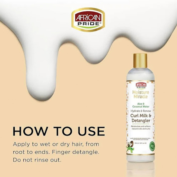 شیر مو آبرسان نارگیل و آلوئه ورا افریکن پراید African Aloe Coconut Water Curl Milk 354Ml - Image 3