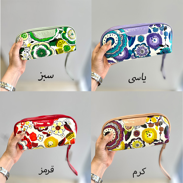 کیف آرایشی ورنی گلدار متوسط بونو