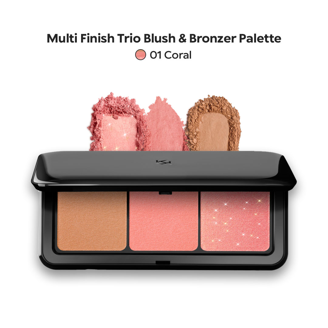 پالت صورت رژگونه و برانزر 01 کیکو Kiko Milano Multi Finish Trio Palette - Image 2
