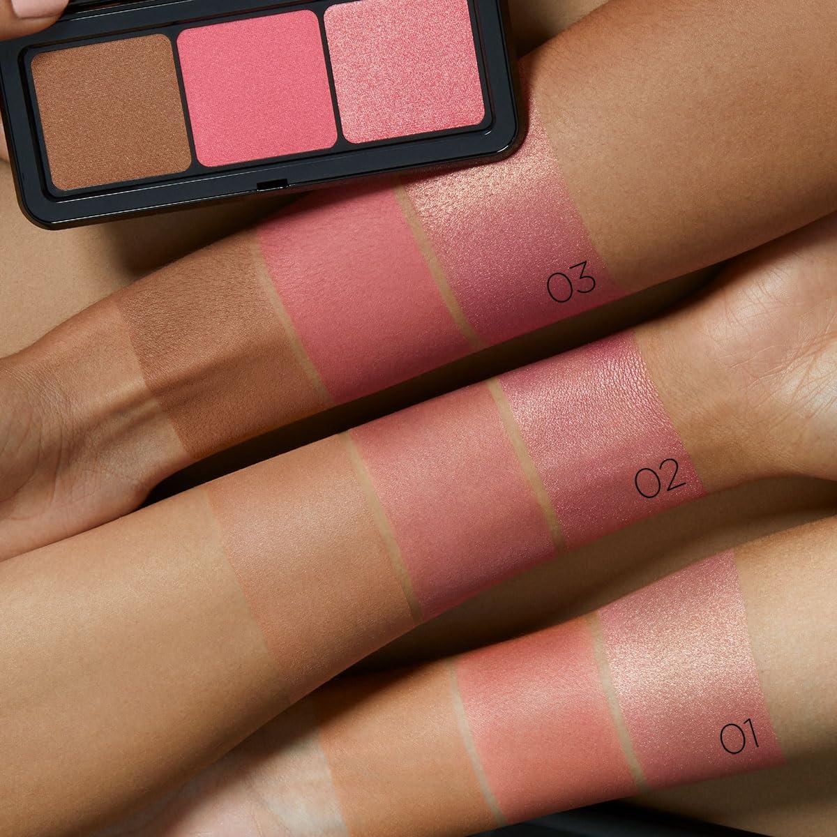 پالت صورت رژگونه و برانزر 01 کیکو Kiko Milano Multi Finish Trio Palette - Image 3