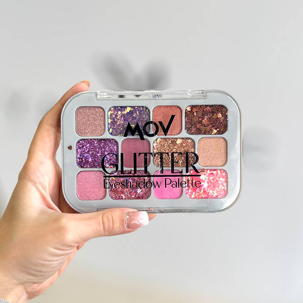 پالت سایه گلیتر 12 رنگ ترکیه ای 03 ماو Mov Glitter Eyeshadow Palette 03 - Image 4