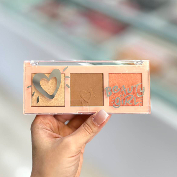 پالت رژگونه 3 رنگ پیچی گلو بیوتی گرل Beauty Girl Face Palette Peachy Glow - Image 2