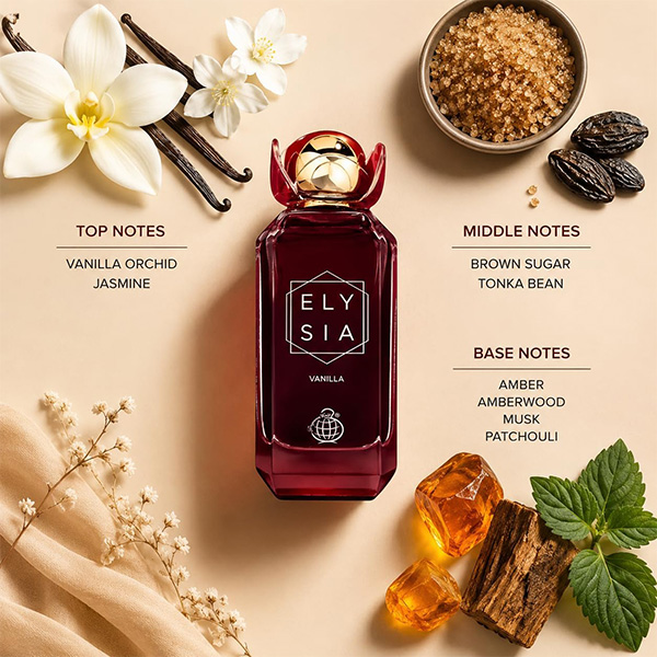 ادو پرفیوم زنانه الیسیا وانیلا فرگرانس ورد Fragrance World Elysia Vanilla edp 100Ml - Image 6