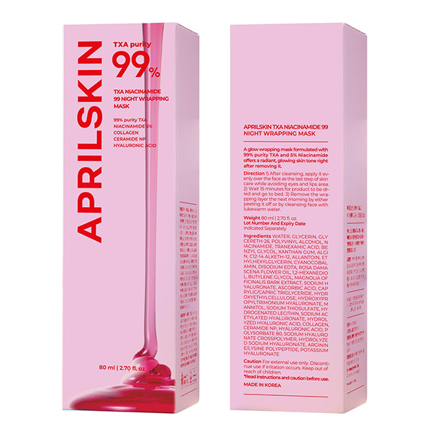 ماسک شب نیاسینامید آپریل اسکین April Skin Txa Purity 99% Niacinamide Night Wrapping Mask 80Ml - Image 3