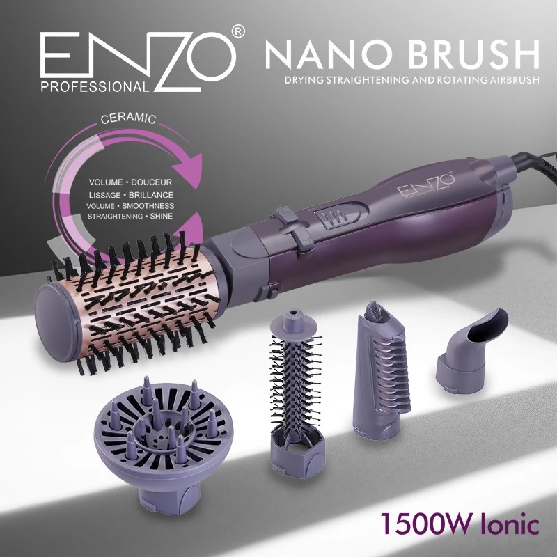 انزو سشوار چرخشی دیفیوزر دار مشکی 4136 enzo nano brush en 4136 - Image 2