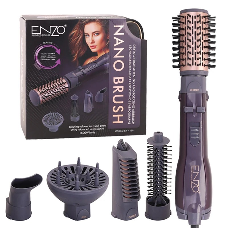 انزو سشوار چرخشی دیفیوزر دار مشکی 4136 enzo nano brush en 4136