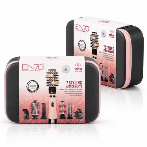 انزو سشوار چرخشی 7 کاره 760 مشکی صورتی enzo professional en 760a - Image 2