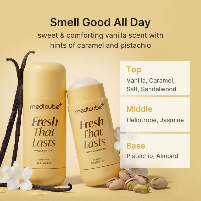 مام رول بدون آلومینیوم روشن کننده مدی کیوب Medicube Fresh That Lasts Deodorant Vanilla& Pistachio 83g - Image 3