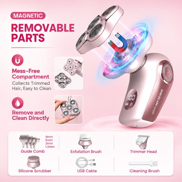 شیگلم شیور 5 تیغ shegalm hair smooth moves 5d flash electric shaver - Image 4