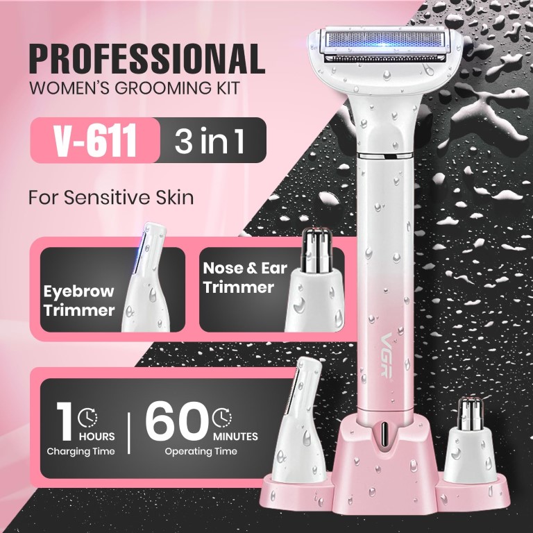 شیور بانوان 3 کاره مدل v-611 وی جی آر Vgr Ladye Shaver Set 3 In 1 v-611 - Image 2