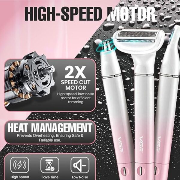 شیور بانوان 3 کاره مدل v-611 وی جی آر Vgr Ladye Shaver Set 3 In 1 v-611 - Image 4