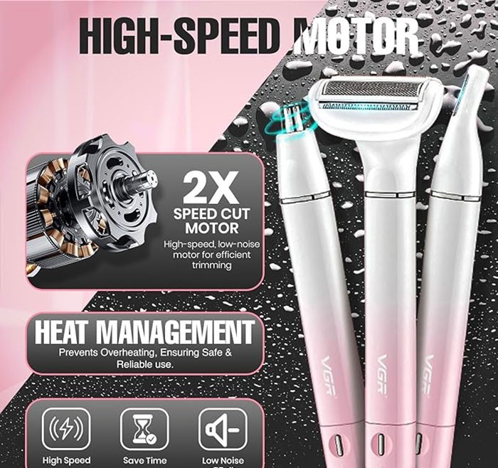 شیور بانوان 3 کاره مدل v-611 وی جی آر Vgr Ladye Shaver Set 3 In 1 v-611 - Image 4