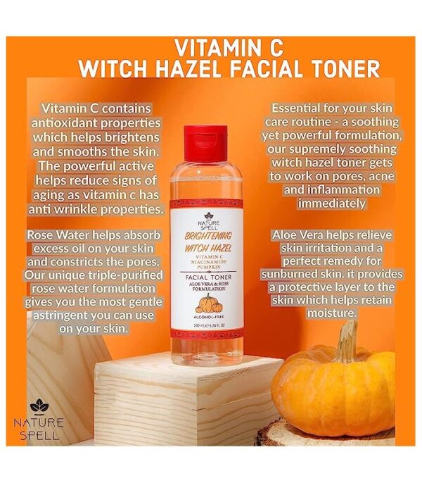 تونر روشن کننده ویتامین سی نیچر اسپل Nature Spell Vitamin C Witch Hazel Face Toner