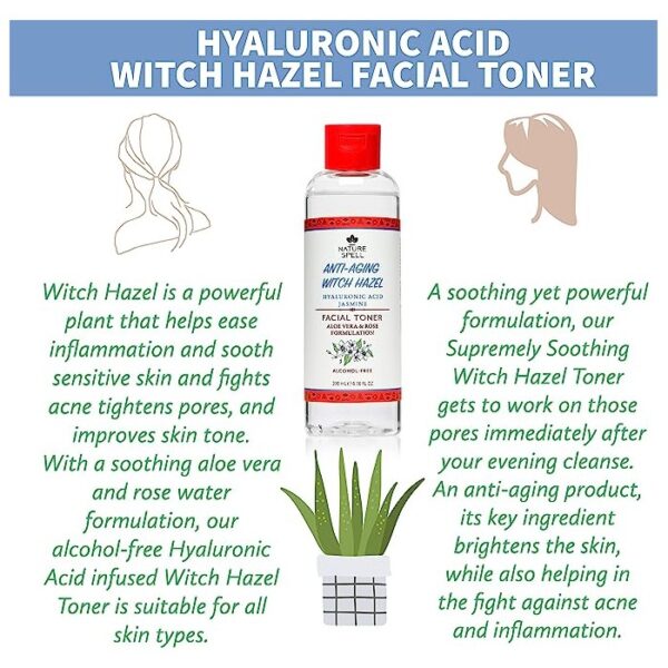 تونر ضد چروک هیالورونیک اسید نیچر اسپل Anti-aging Hyaluronic Acid Witch Hazel Face Toner