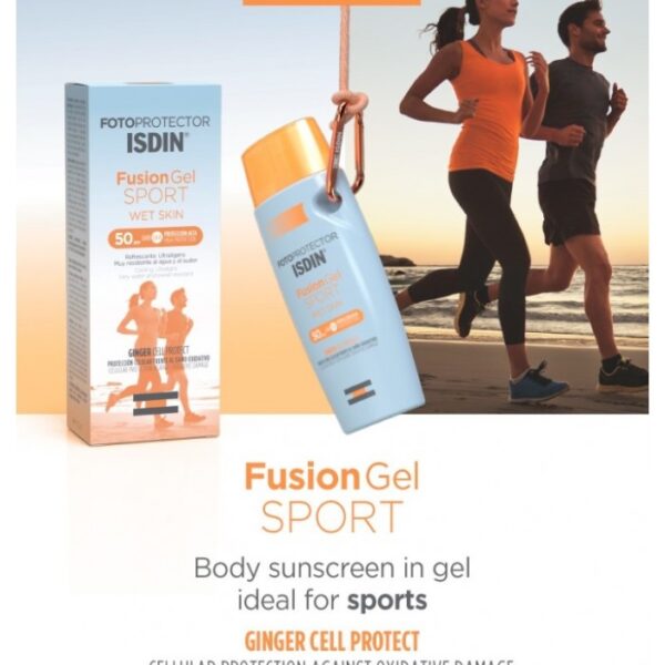 ضدآفتاب اسپرت ژلی ایزدین فیوژن Isdin Fusion Gel Sport Wet Skin Sunscreen SPF50 100ml