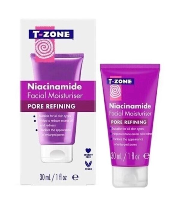 مرطوب کننده حاوی نیاسینامید تی زون T-Zone Niacinamide Facial Moisturiser Pore Refining 30Ml