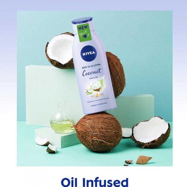لوسیون بدن نرم کننده پوست خشک و نرمال نیوا Nivea Body Oil In Lotion Coconut 200 Ml