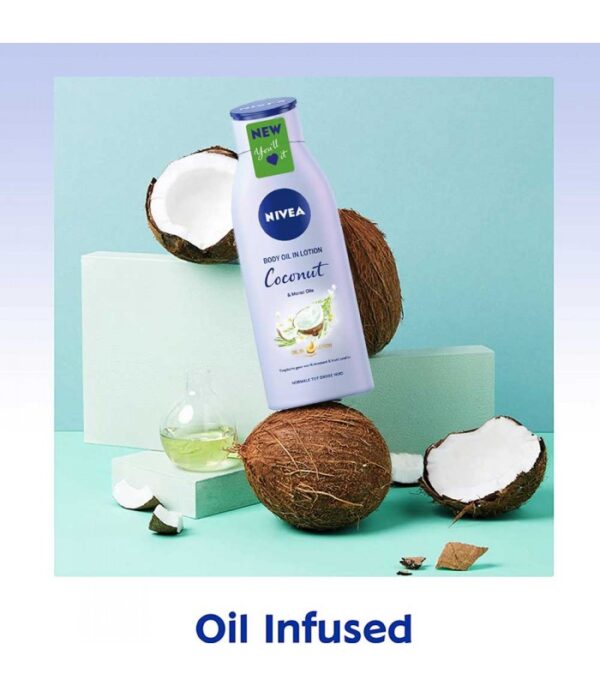 لوسیون بدن نرم کننده پوست خشک و نرمال نیوا Nivea Body Oil In Lotion Coconut 200 Ml