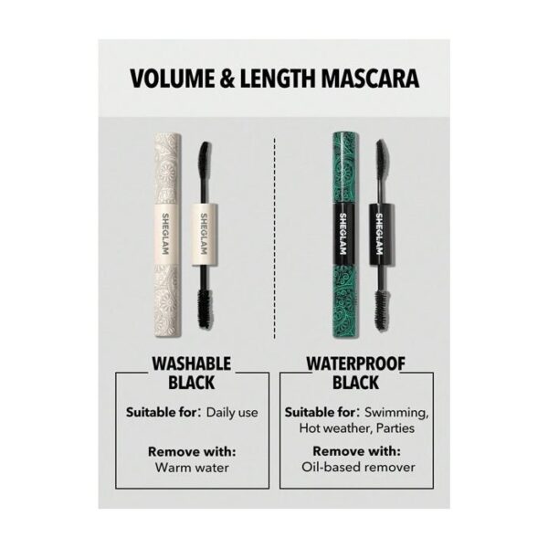 ریمل دو سر شیگلم بلند کننده و پر کننده Sheglam All-In-one Volume & Length Mascara Black