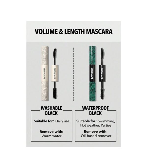 ریمل دو سر شیگلم بلند کننده و پر کننده Sheglam All-In-one Volume & Length Mascara Black