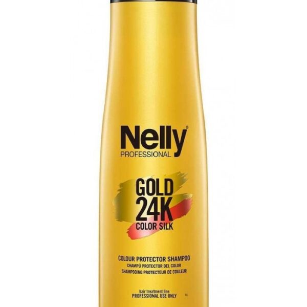 شامپو تثبیت کننده رنگ مو گلد نلی Nelly Gold 24K Color Silk Shampoo 400ml