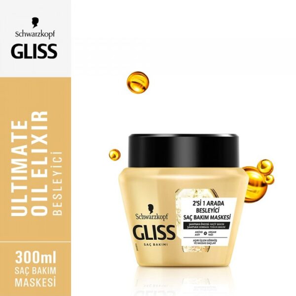 ماسک مو احيا کننده حاوی روغن آرگان گلیس Gliss Ultimate Oil Elixir Hair Mask 300 ML