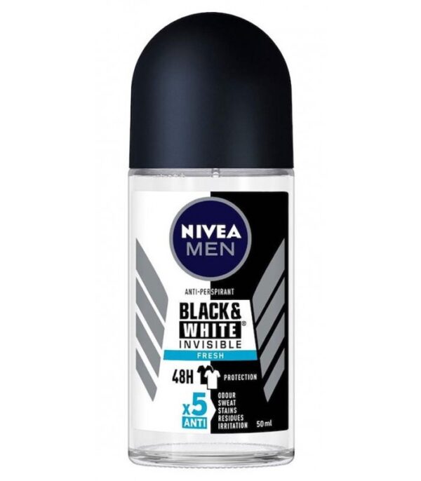 مام رول مردانه نیوا مدل Nivea Black & White Invisible Fresh 48hr