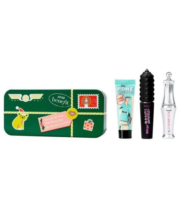 پک سه عددی پرایمر و ریمل و ژل ابرو مینی بنفیت Benefit Merry Mini Mail Eyebrow Gel, Mascara & Primer Gift Pack