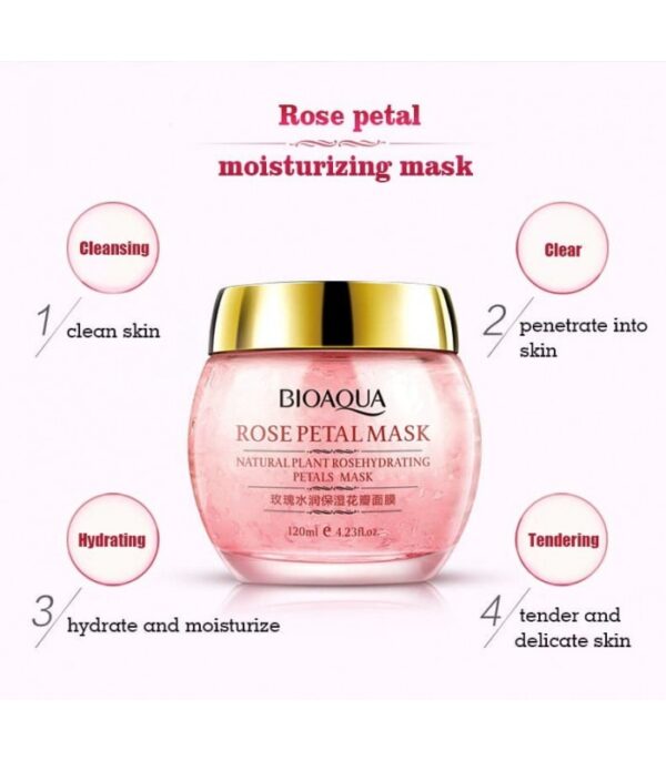 ماسک صورت ضد چروک و آبرسان گل رز بیوآکوا Bioaqua Rose Petal Sleeping Mask Cream