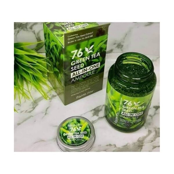 آمپول کنترل چربی پوست و ضد پیری و روشن کننده چای سبز فارم استی FarmStay 76 Green Tea Seed All-In Ampoule