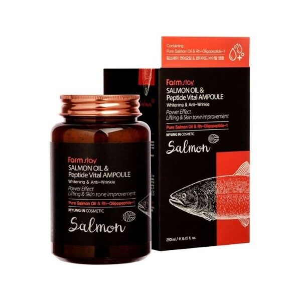 آمپول لیفتینگ روغن ماهی سالمون فارم استی FarmStay Salmon Oil & Peptide Vital Ampoule