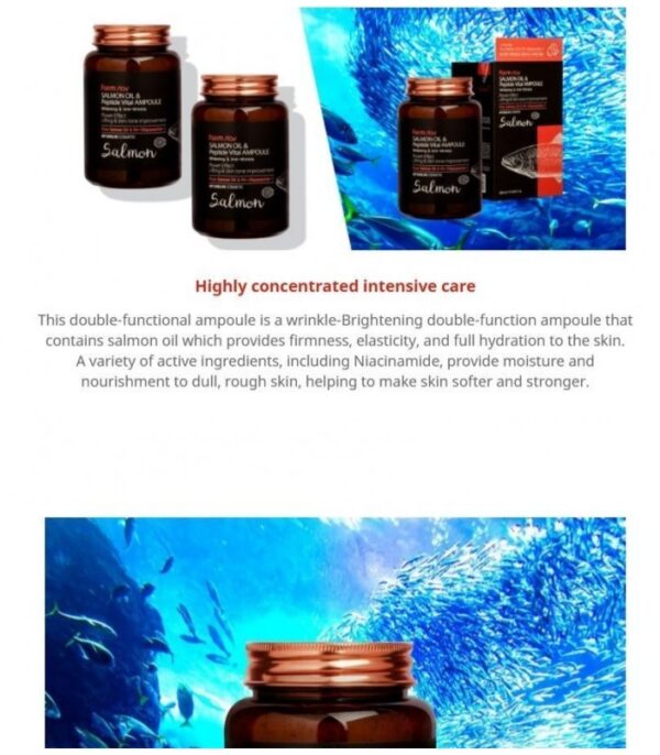 آمپول لیفتینگ روغن ماهی سالمون فارم استی FarmStay Salmon Oil & Peptide Vital Ampoule